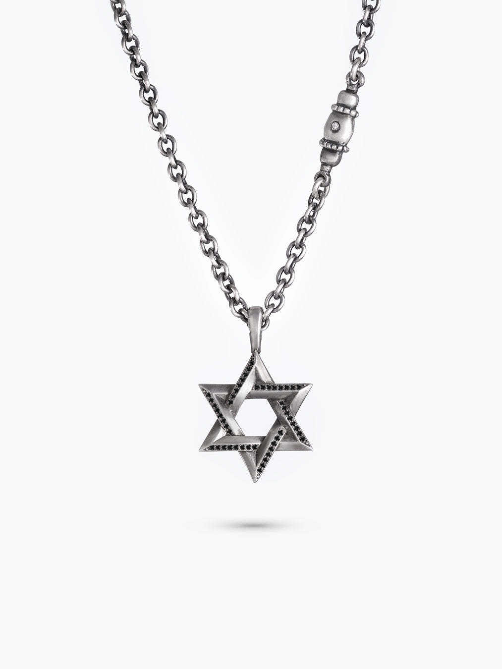 Star of David Necklace Silver 925 Black Diamond Large – Ilai L | Kameart
