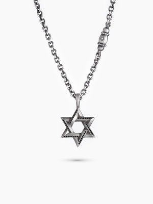 Star of David Necklace Silver 925 Black Diamond Large – Ilai L | Kameart