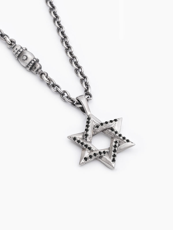 Star of David Necklace Silver 925 Black Diamond Large – Ilai L | Kameart