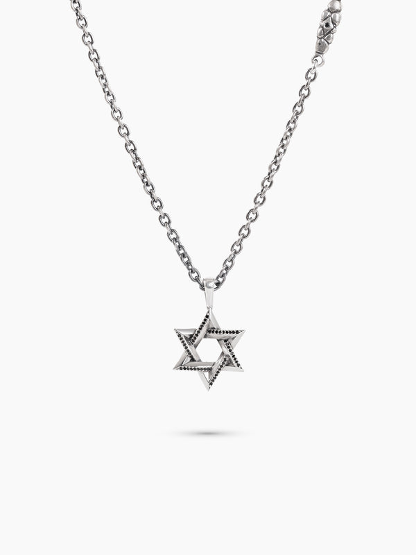 Star of David Necklace Silver 925 Black Diamond Medium – Ilai | Kameart
