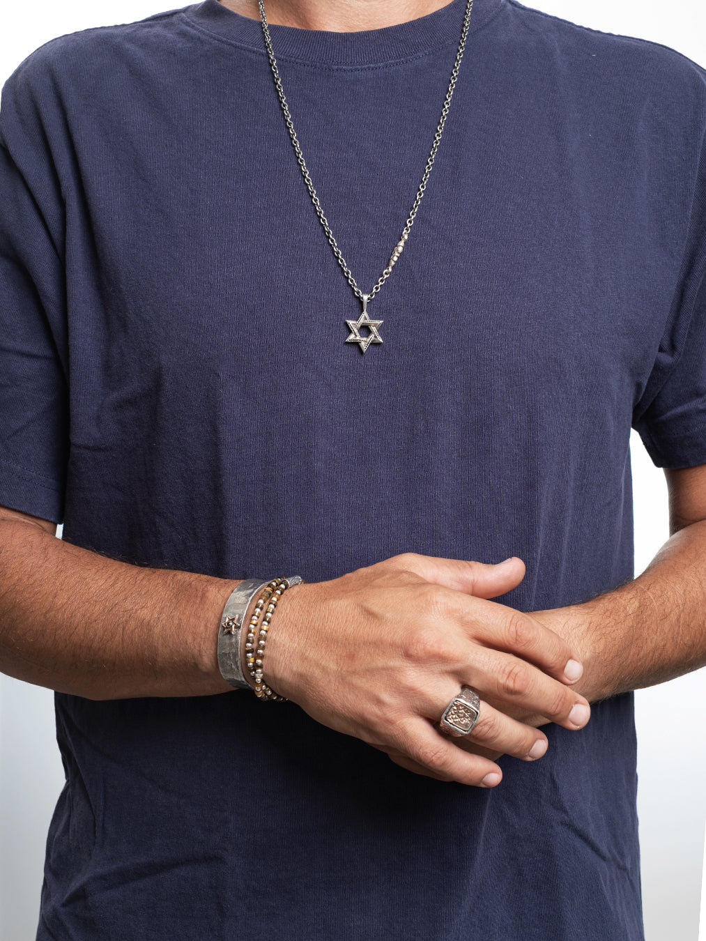 Star of David Necklace Silver 925 Black Diamond Medium – Ilai | Kameart