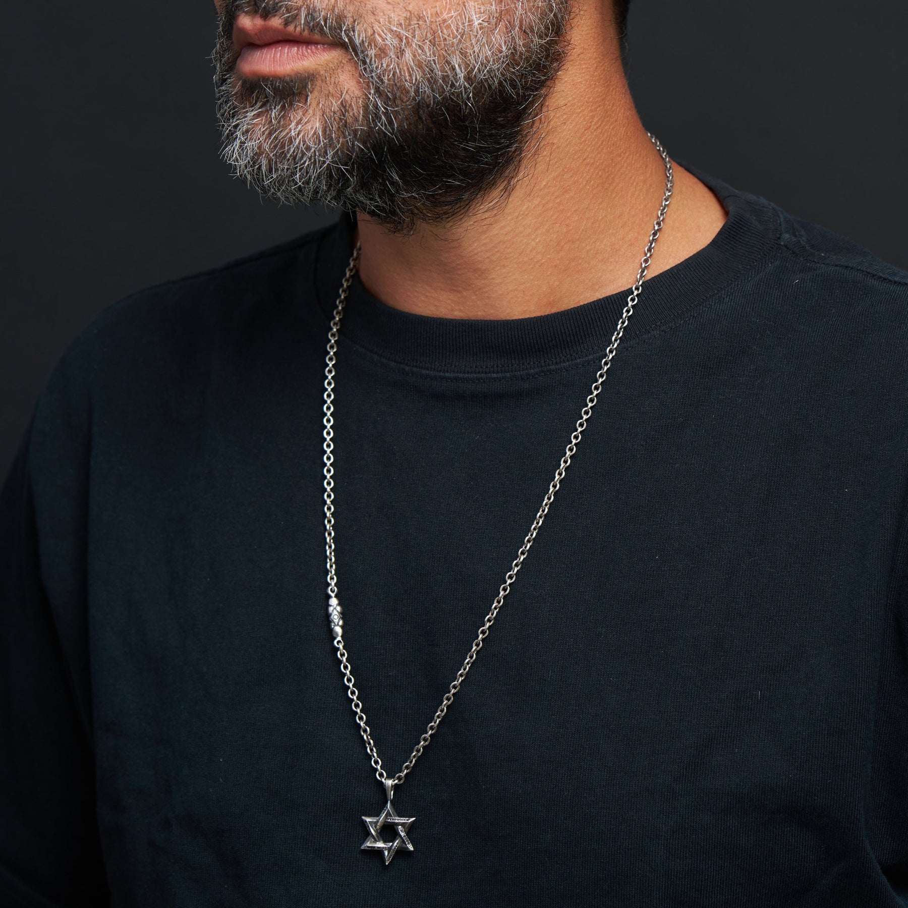 Star of David Necklace Silver 925 Black Diamond Medium – Ilai | Kameart