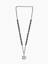 Star of David Necklace Silver 925 Black Stones Large – Ilai | Kameart