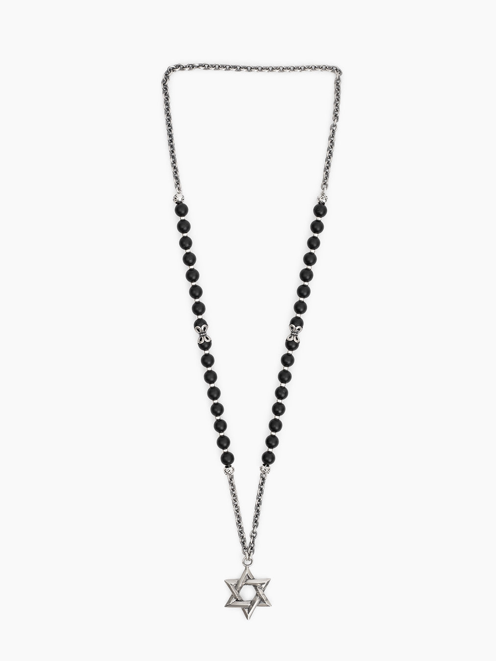 Star of David Necklace Silver 925 Black Stones Large – Ilai | Kameart