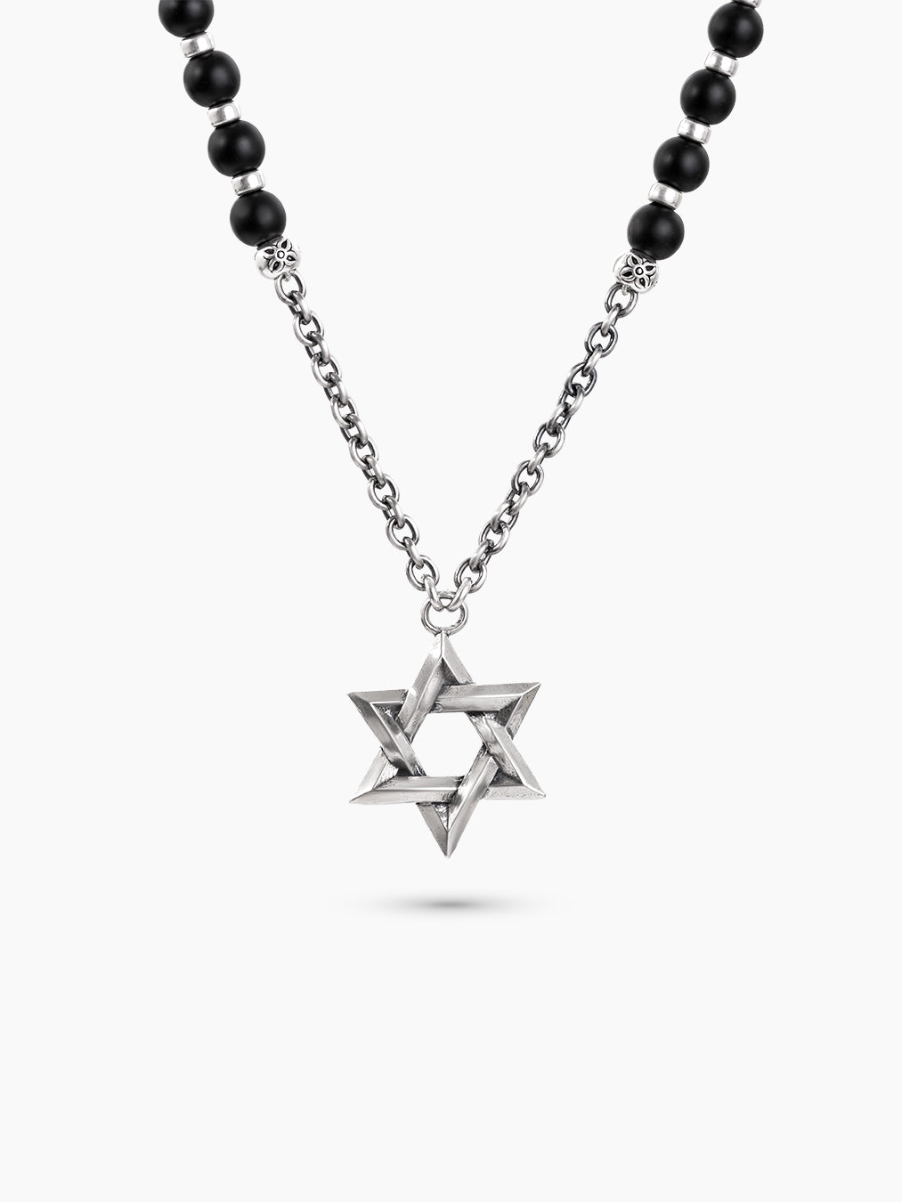 Star of David Necklace Silver 925 Black Stones Large – Ilai | Kameart