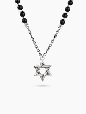 Star of David Necklace Silver 925 Black Stones Large – Ilai | Kameart
