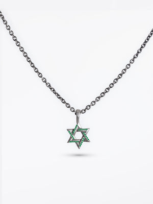 Star of David Necklace Silver 925 Emerald – Ilai S | Kameart