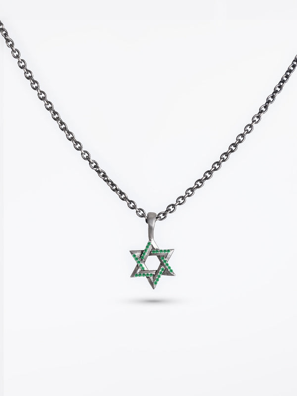 Star of David Necklace Silver 925 Emerald – Ilai S | Kameart