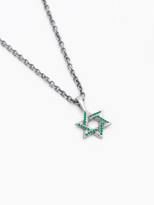 Star of David Necklace Silver 925 Emerald – Ilai S | Kameart