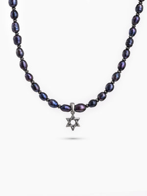 Star of David Necklace Silver 925 Pearl – Ilai White & Blue | Kameart