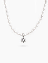 Star of David Necklace Silver 925 Pearl – Ilai White & Blue | Kameart