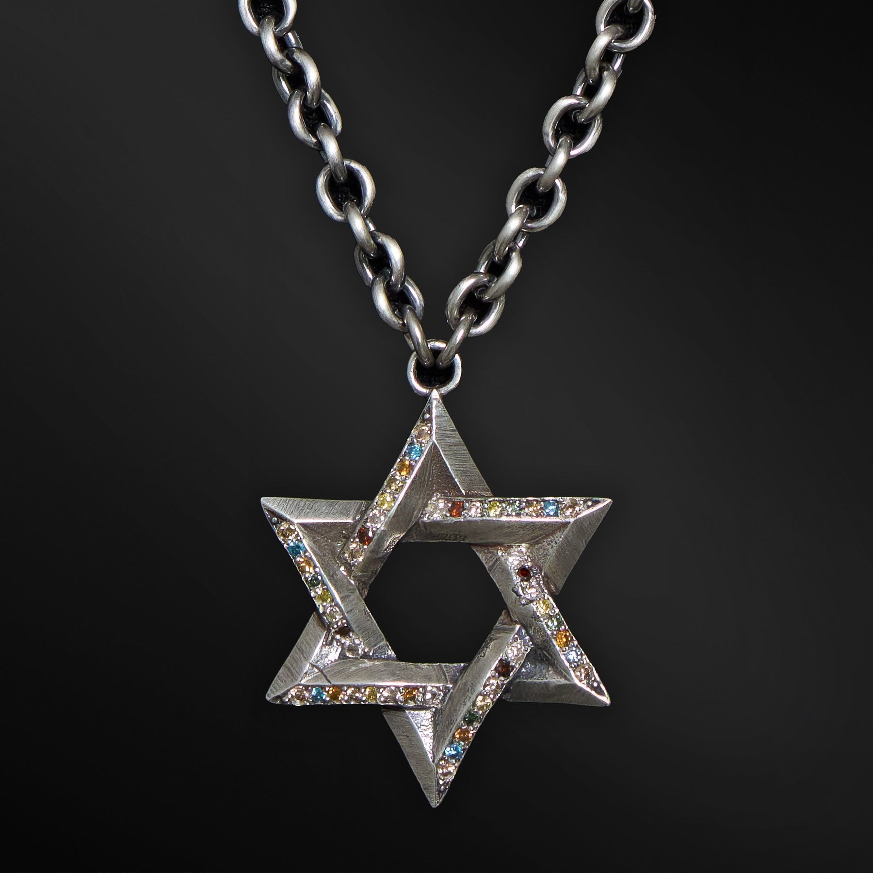 Star of David Necklace Silver 925 Rainbow Diamond – Ilai | Kameart