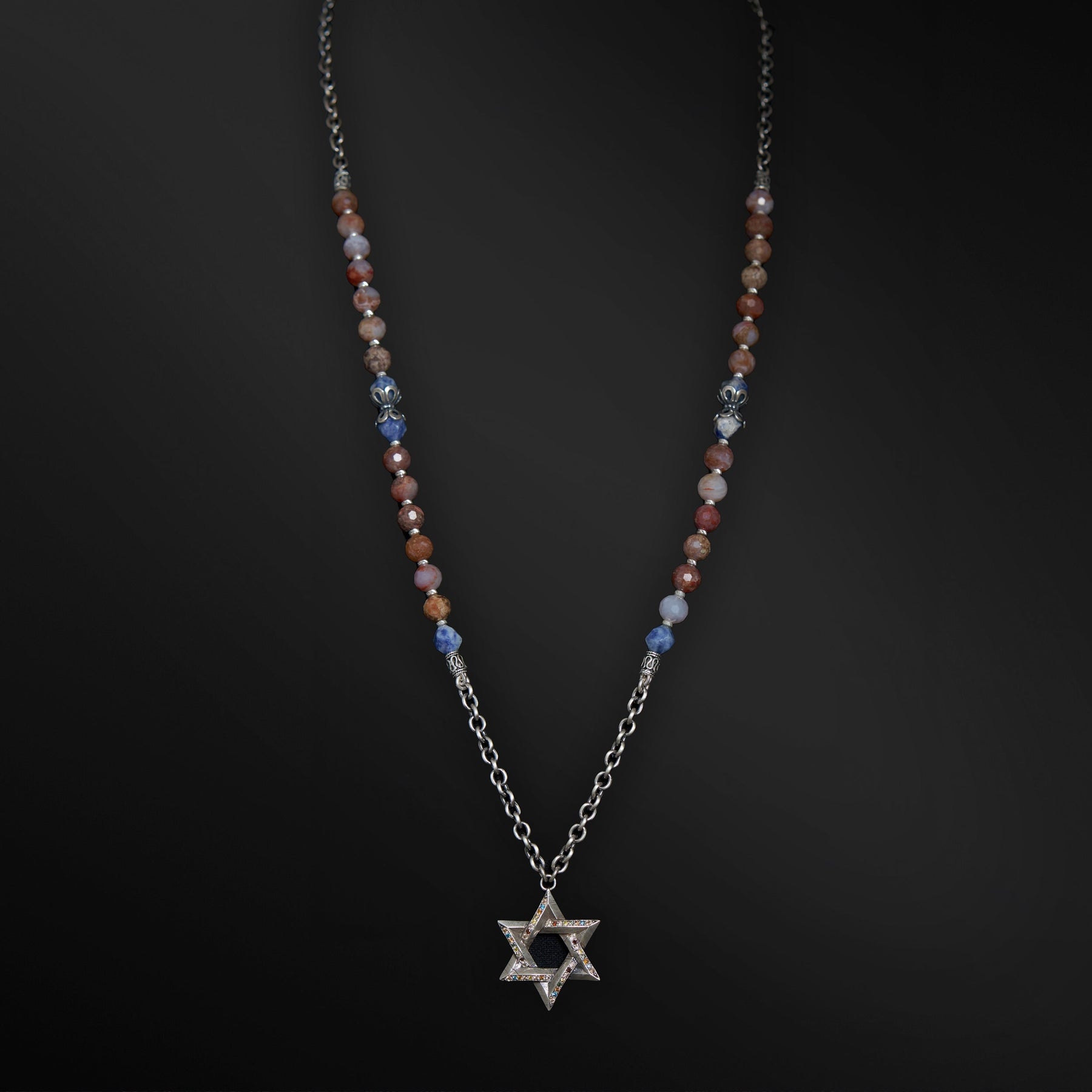 Star of David Necklace Silver 925 Rainbow Diamond – Ilai | Kameart