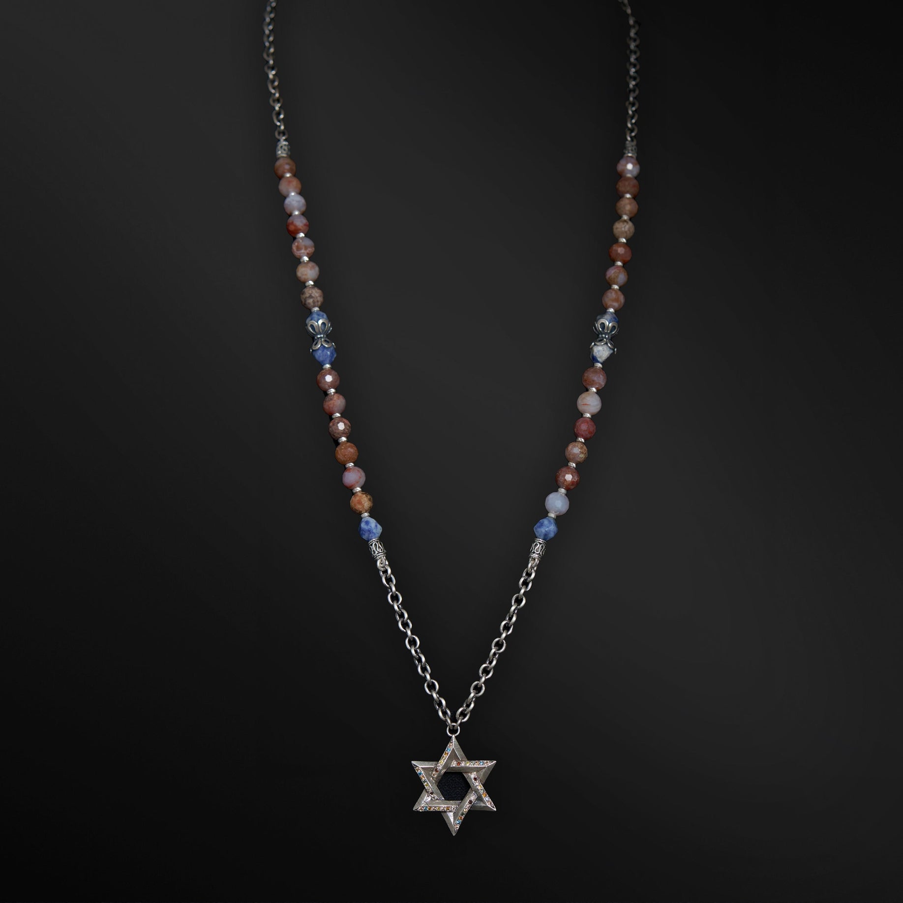 Star of David Necklace Silver 925 Rainbow Diamond – Ilai | Kameart