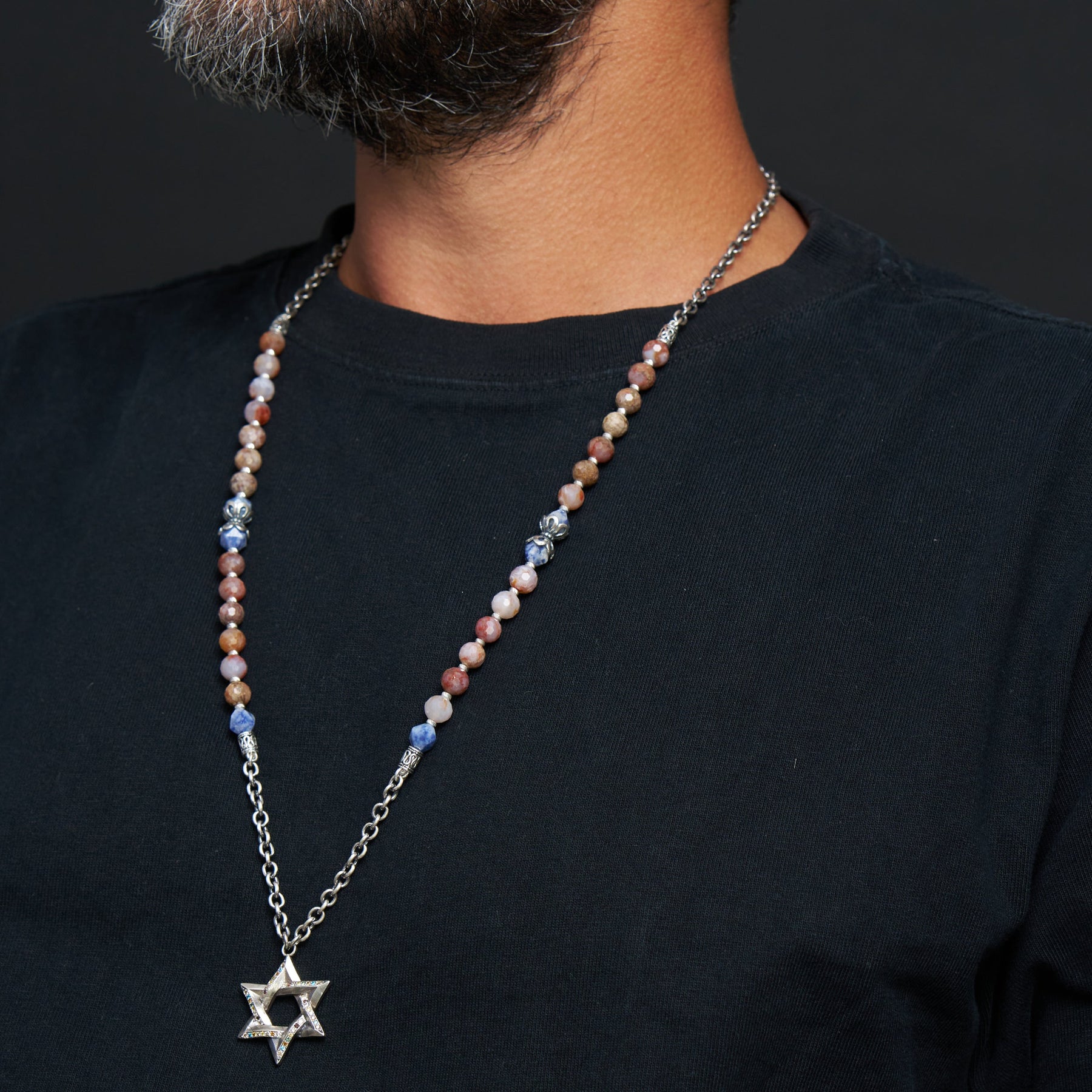 Star of David Necklace Silver 925 Rainbow Diamond – Ilai | Kameart