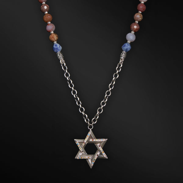 Star of David Necklace Silver 925 Rainbow Diamond – Ilai | Kameart