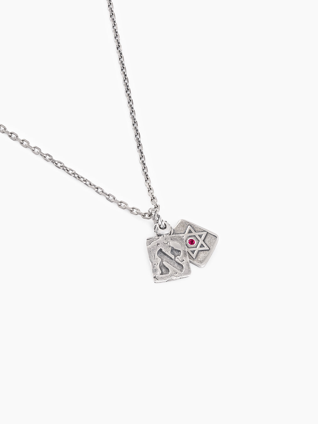 Star of David Necklace Silver 925 Ruby Hebrew Letter – Aley | Kameart