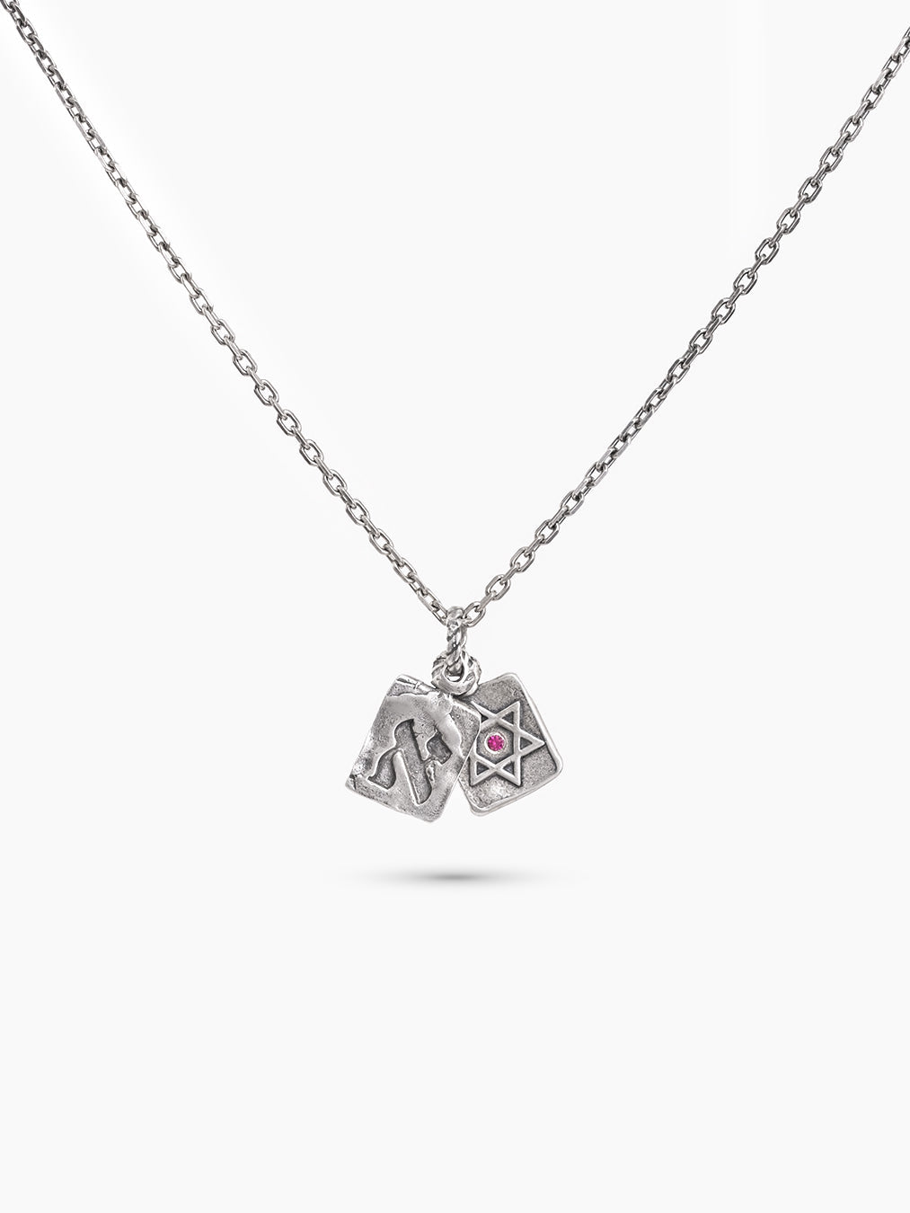 Star of David Necklace Silver 925 Ruby Hebrew Letter – Aley | Kameart