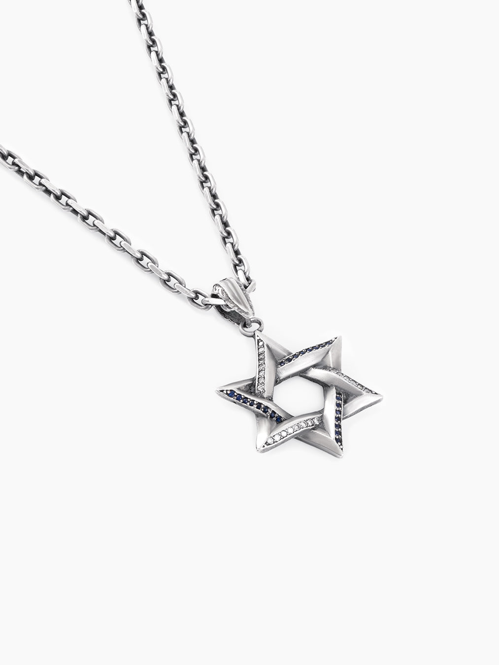 Star of David Necklace Silver 925 Sapphire & Diamond – Ilai L | Kameart