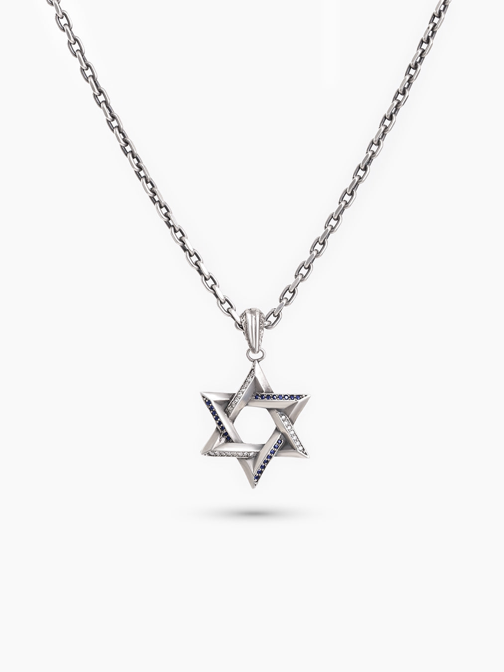 Star of David Necklace Silver 925 Sapphire & Diamond – Ilai L | Kameart