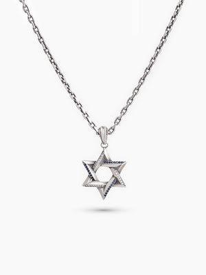 Star of David Necklace Silver 925 Sapphire & Diamond – Ilai L | Kameart