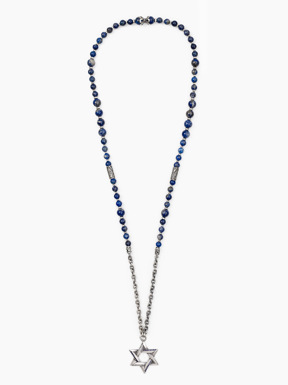 Star of David Necklace Silver 925 Sapphire White Diamond Large – Ilai | Kameart