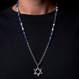 Star of David Necklace Silver 925 Sapphire White Diamond Large – Ilai | Kameart
