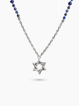 Star of David Necklace Silver 925 Sapphire White Diamond Large – Ilai | Kameart