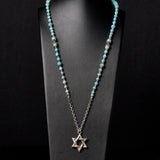 Star of David Necklace Silver 925 Turquoise Stones – Ilai L | Kameart