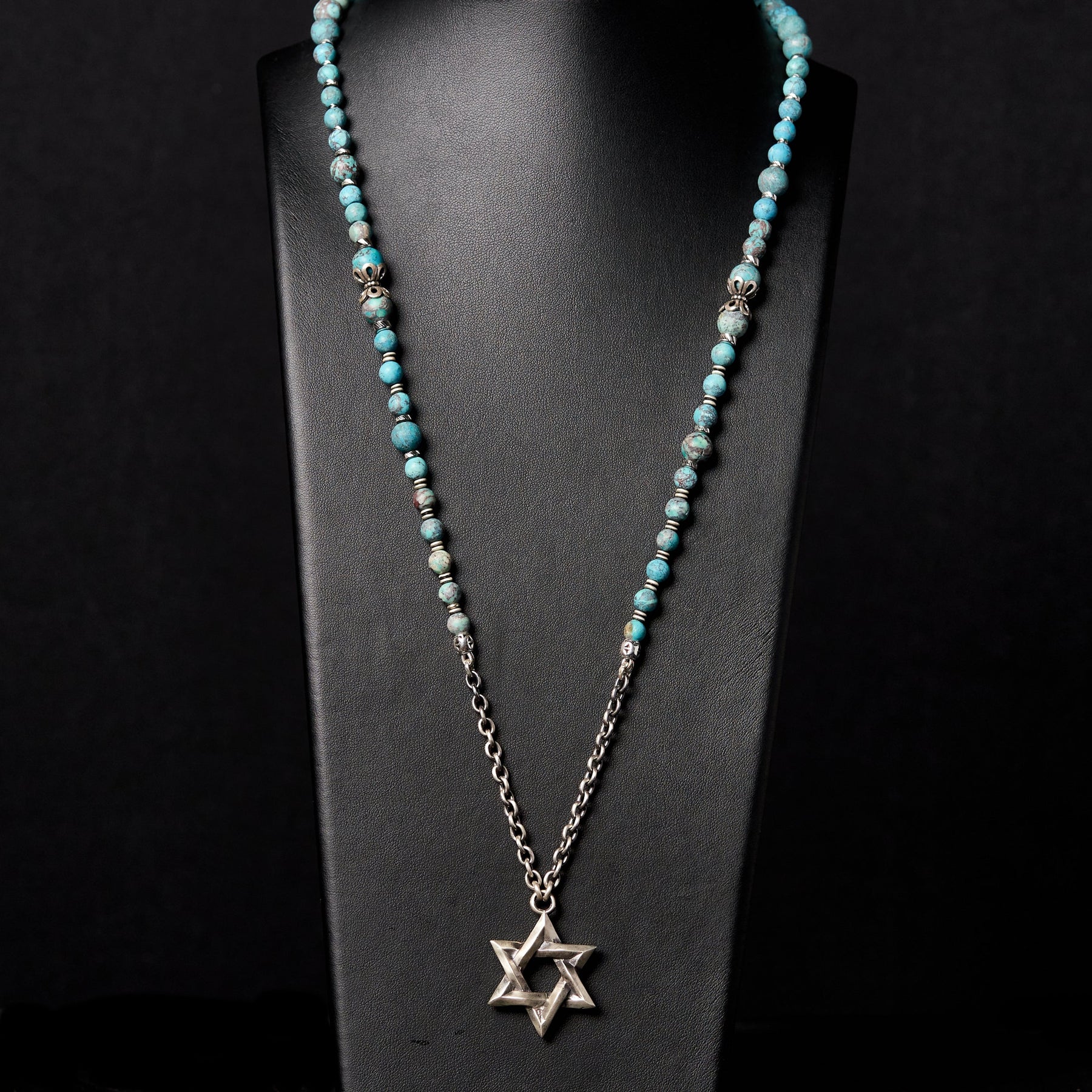 Star of David Necklace Silver 925 Turquoise Stones – Ilai L | Kameart