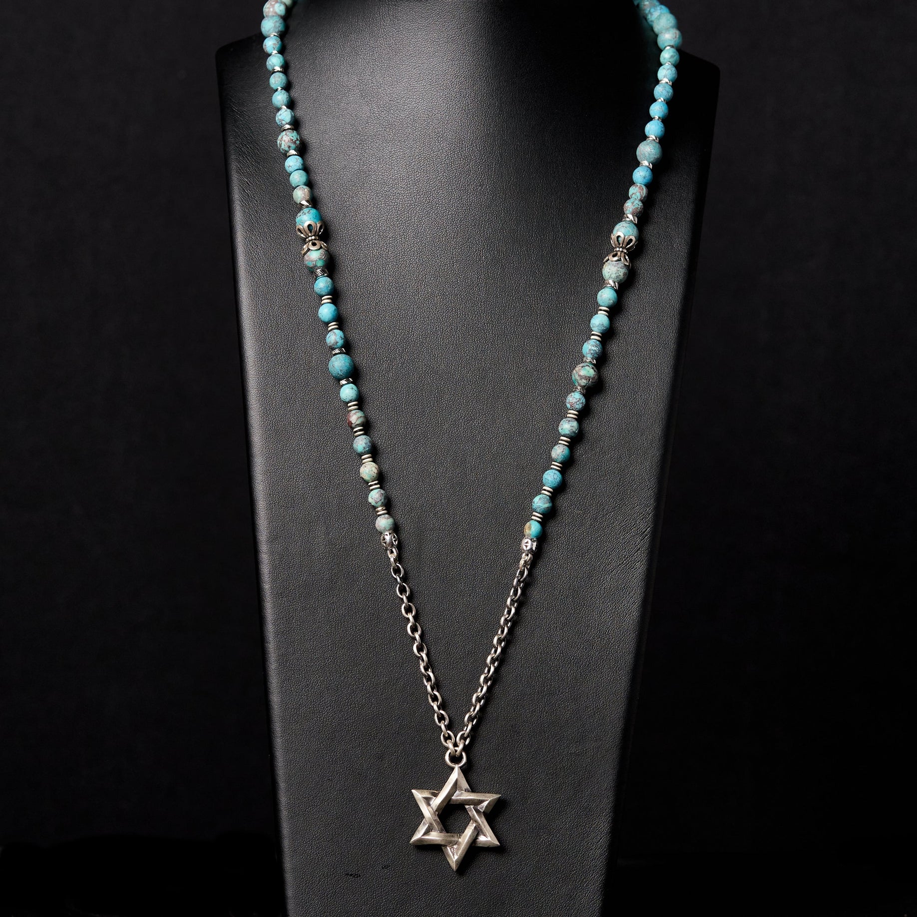Star of David Necklace Silver 925 Turquoise Stones – Ilai L | Kameart