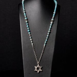 Star of David Necklace Silver 925 Turquoise Stones – Ilai L | Kameart
