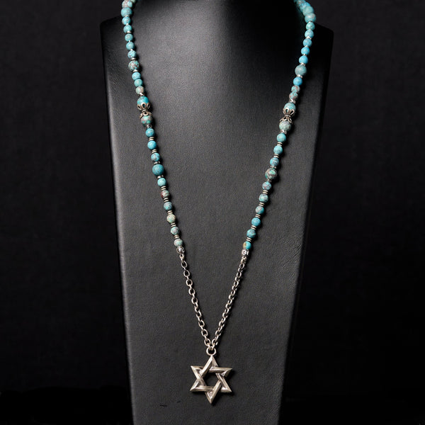 Star of David Necklace Silver 925 Turquoise Stones – Ilai L | Kameart