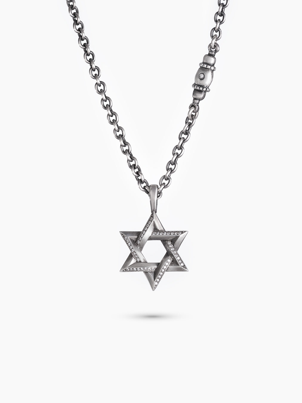 Star of David Necklace Silver 925 White Diamond Large – Ilai L | Kameart