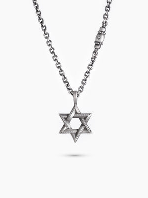 Star of David Necklace Silver 925 White Diamond Large – Ilai L | Kameart