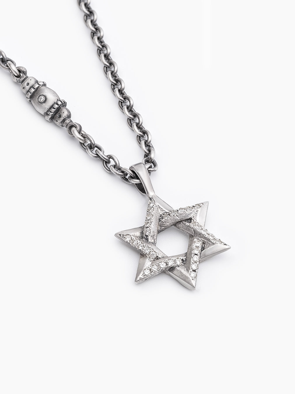 Star of David Necklace Silver 925 White Diamond Large – Ilai L | Kameart