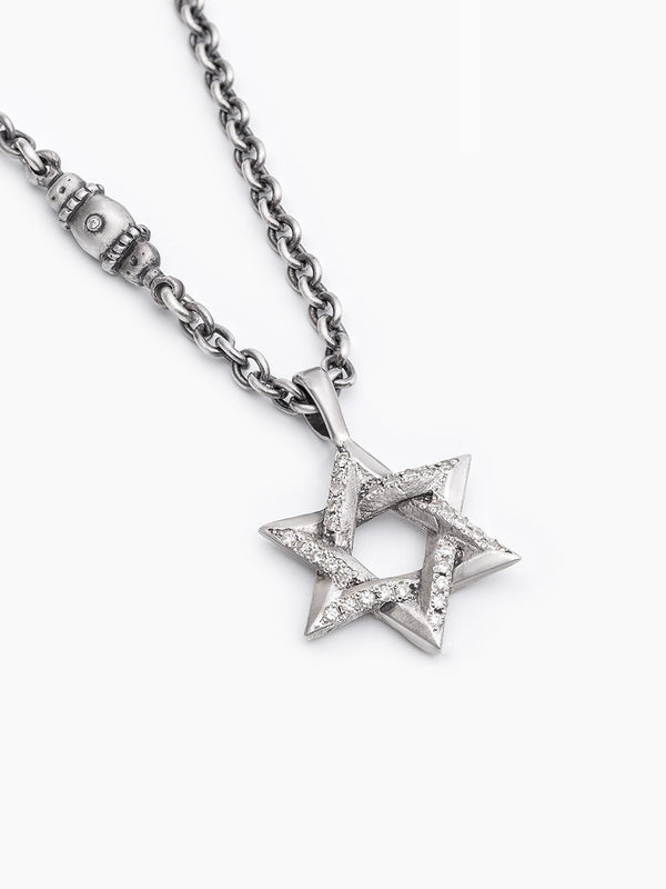 Star of David Necklace Silver 925 White Diamond Large – Ilai L | Kameart