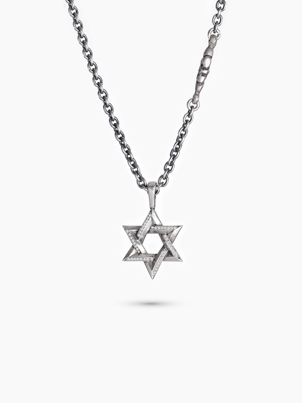 Star of David Necklace Silver 925 White Diamond Medium – Ilai | Kameart