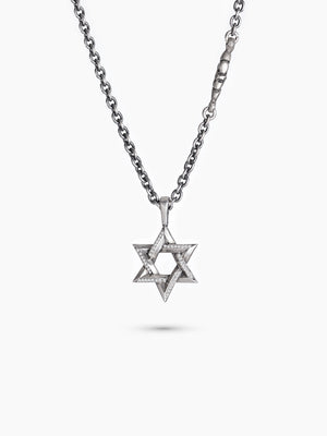 Star of David Necklace Silver 925 White Diamond Medium – Ilai | Kameart