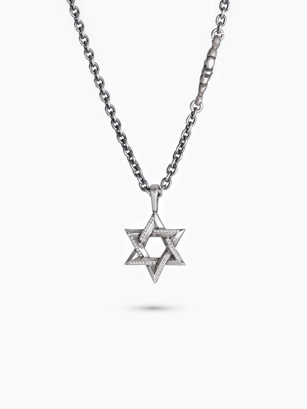 Star of David Necklace Silver 925 White Diamond Medium – Ilai | Kameart