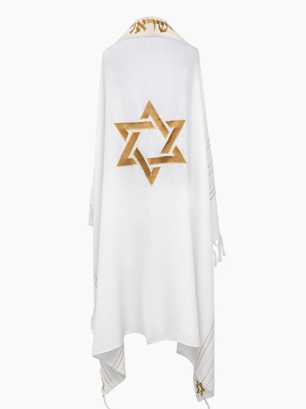 Star of David Prestige Tallit Gold | Luxury Prayer Shawl