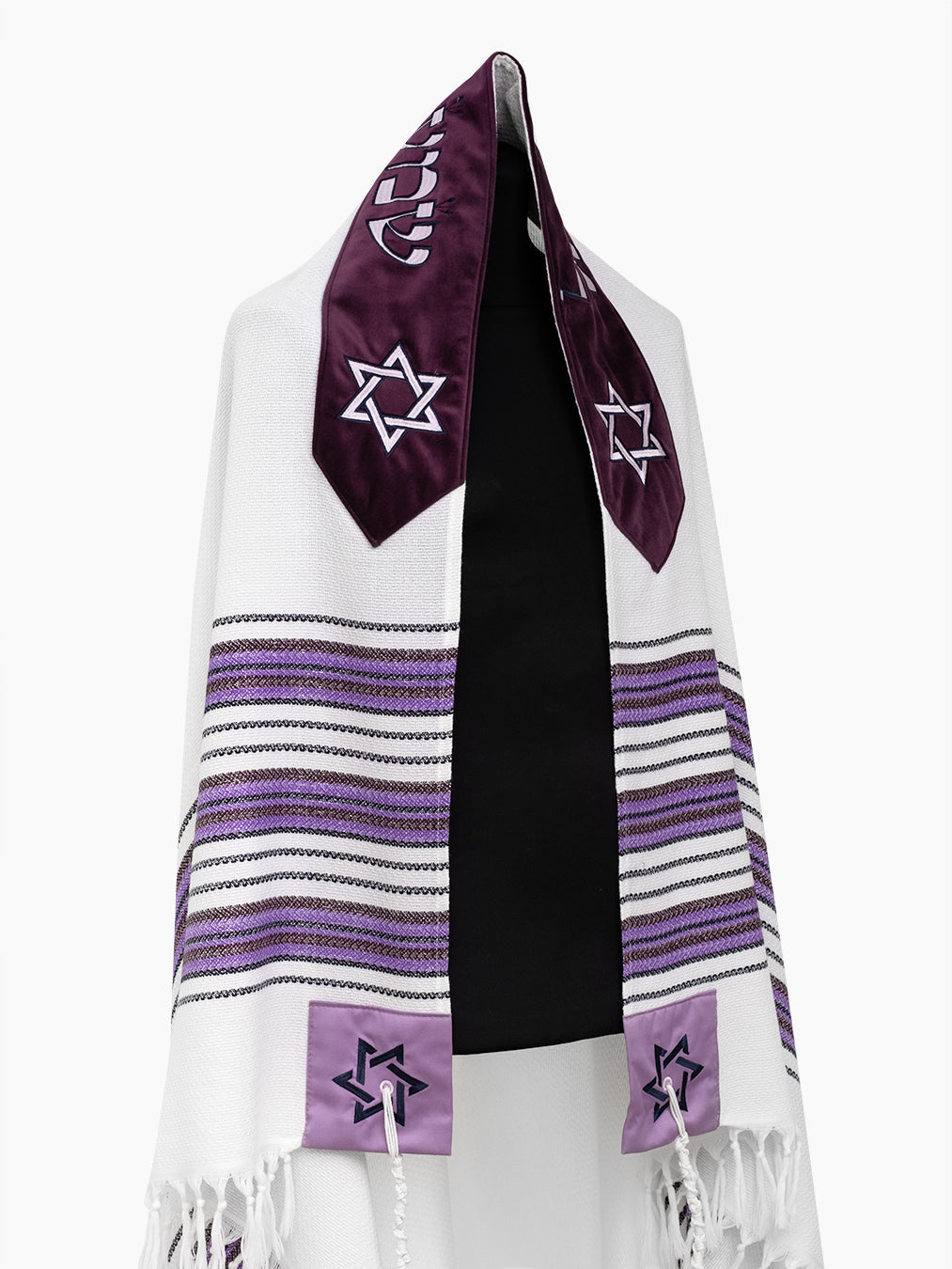 Star of David Prestige Tallit Purple | Luxury Prayer Shawl