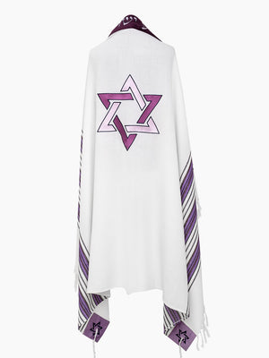 Star of David Prestige Tallit Purple | Luxury Prayer Shawl