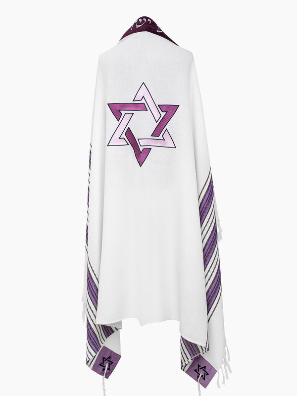 Star of David Prestige Tallit Purple | Luxury Prayer Shawl