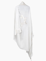 Star of David Prestige Tallit White Beige | Luxury Prayer Shawl