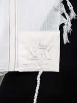 Star of David Prestige Tallit White Beige | Luxury Prayer Shawl
