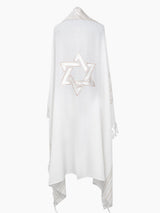 Star of David Prestige Tallit White Beige | Luxury Prayer Shawl