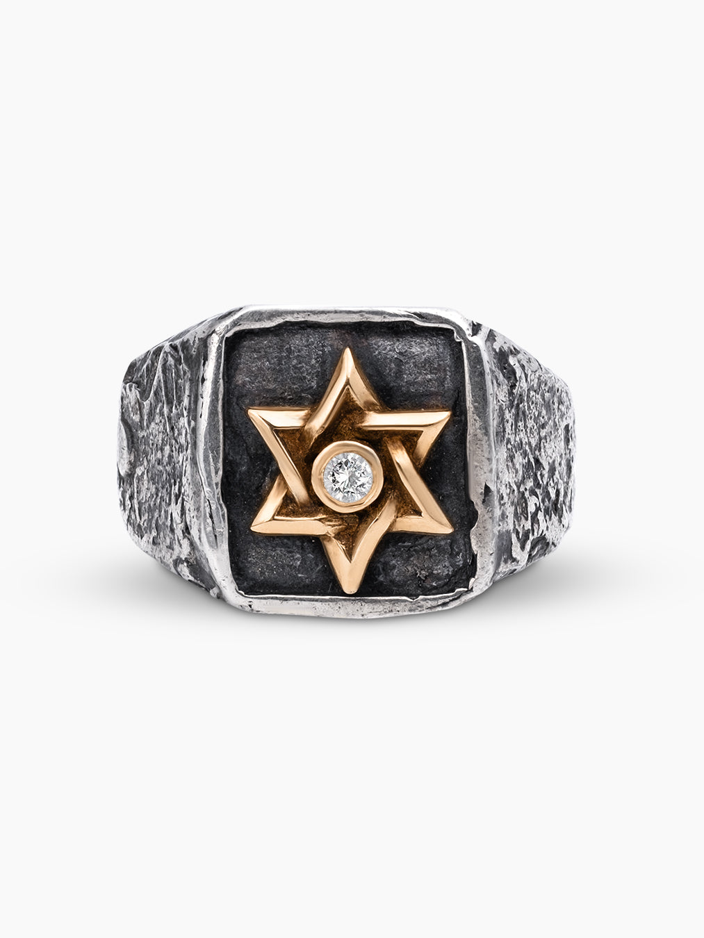 Star of David Ring Rose Gold White Diamond Israel
