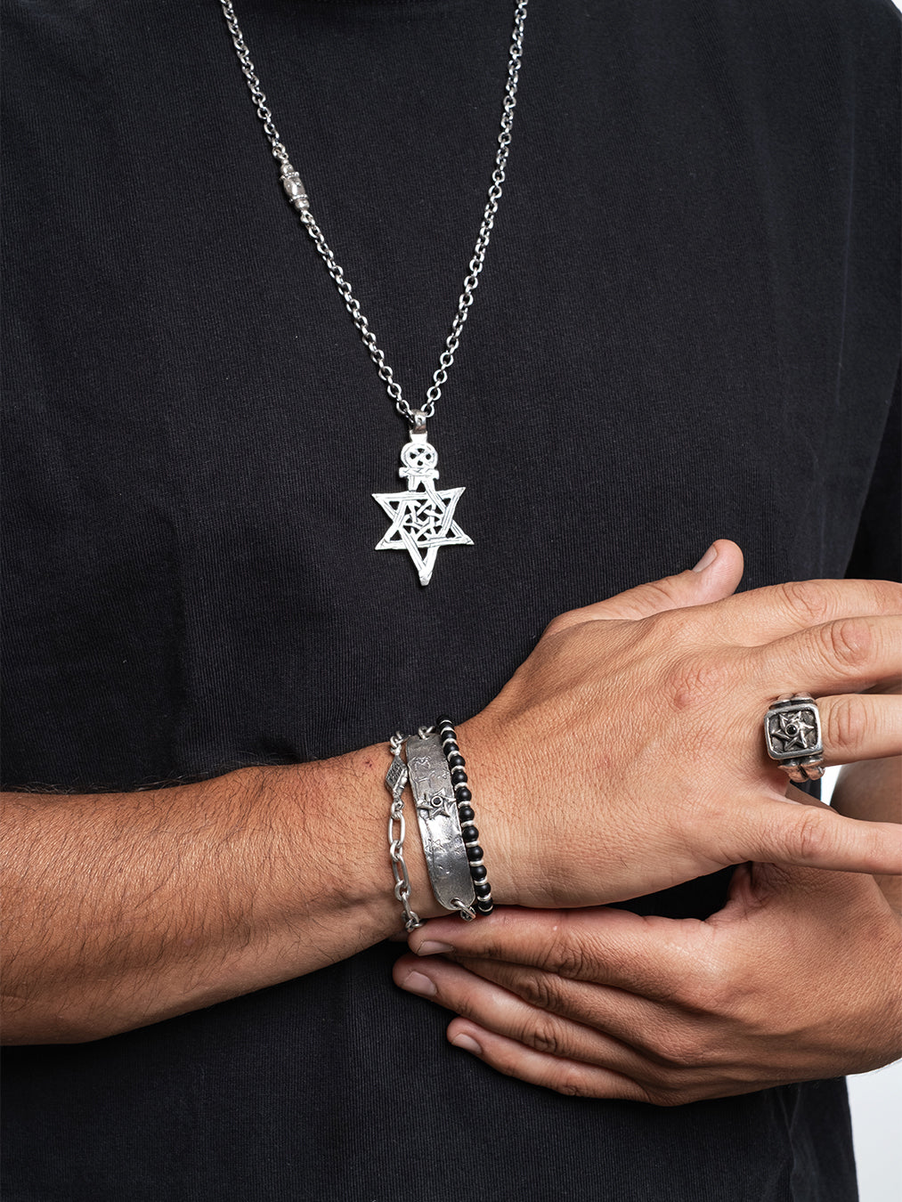 Star of David Ring Silver 925 Black Diamond Nimrod