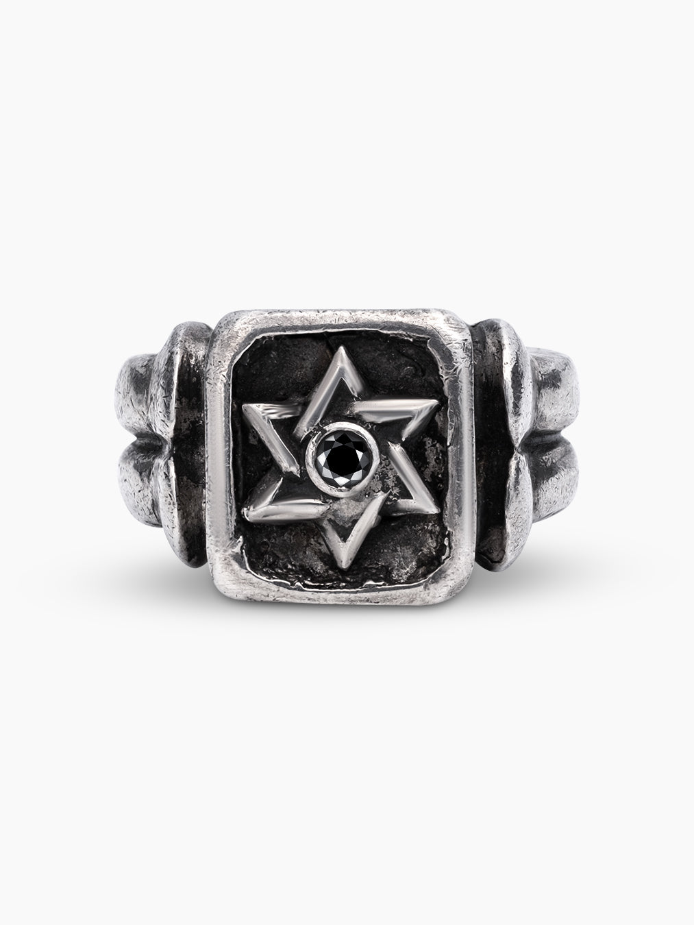Star of David Ring Silver 925 Black Diamond Nimrod